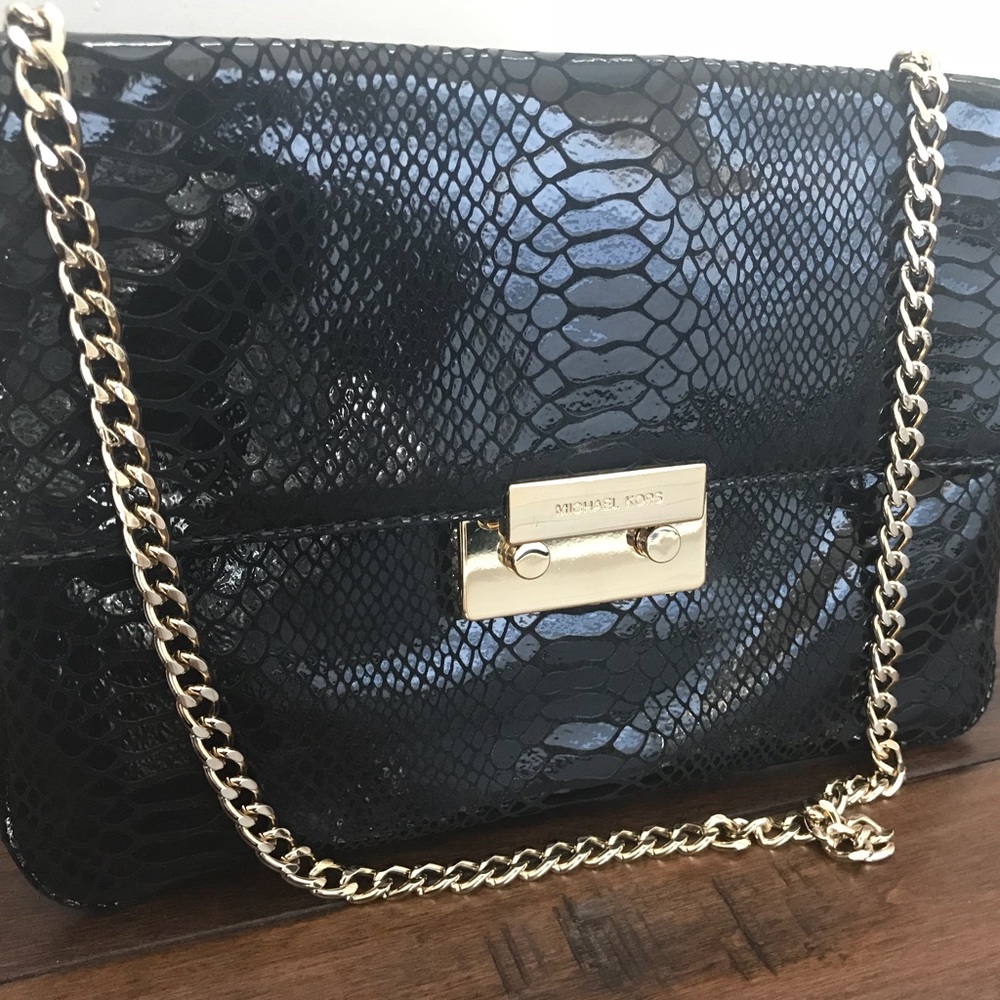 Michael Kors Leather Snakeskin Clutch